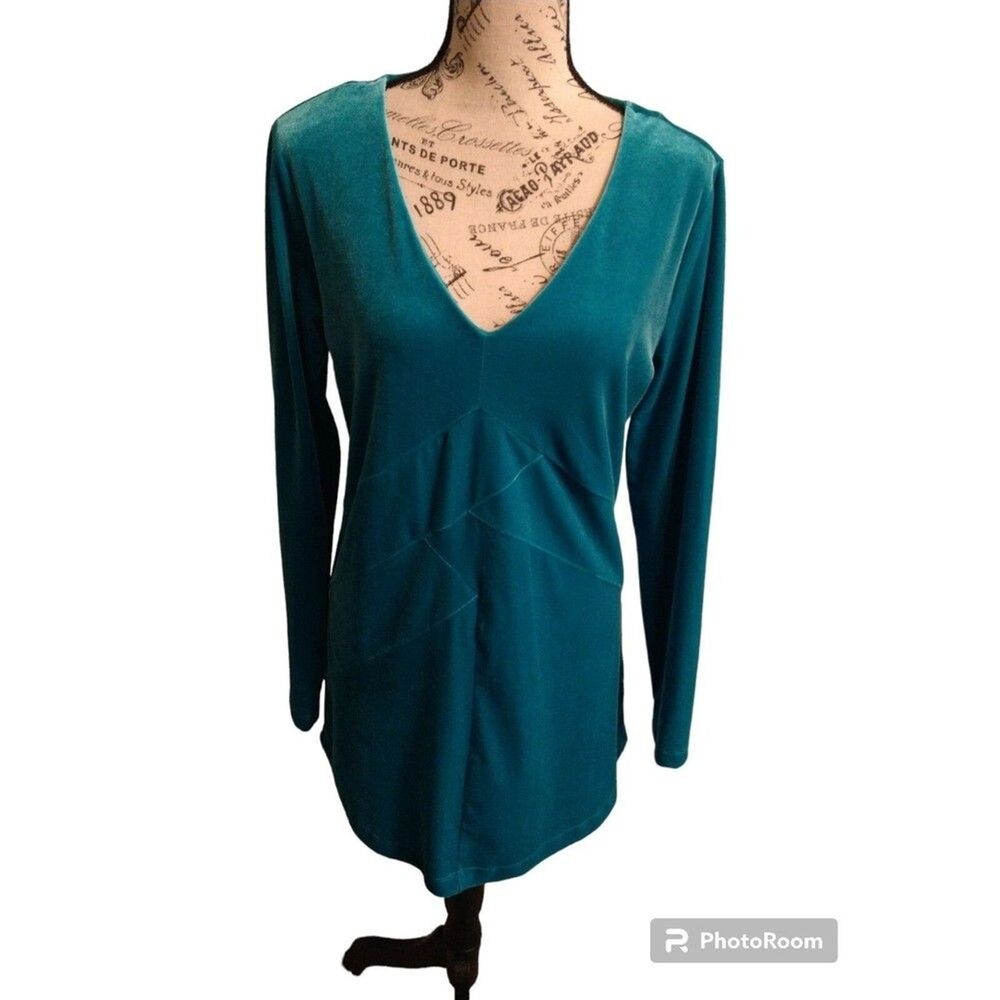 Soft Surroundings velvet tunic dress small green Boho Feminine Cottage Core